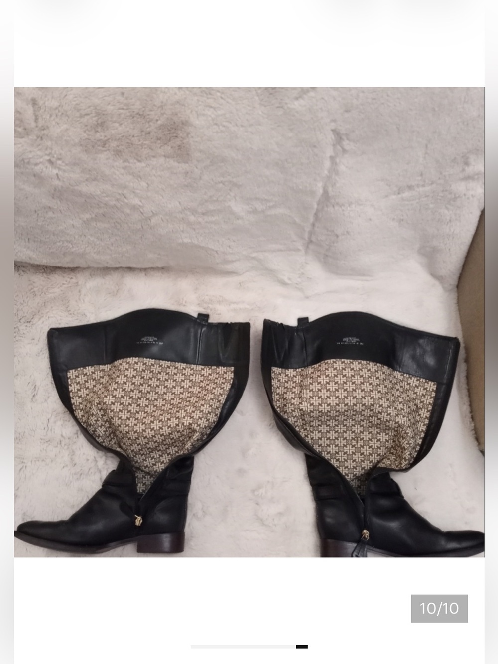 Tory Burch Black Brazilian Leather Gold Logo Equestrian Minimalist 90s Boot 8 - Picture 10 of 10